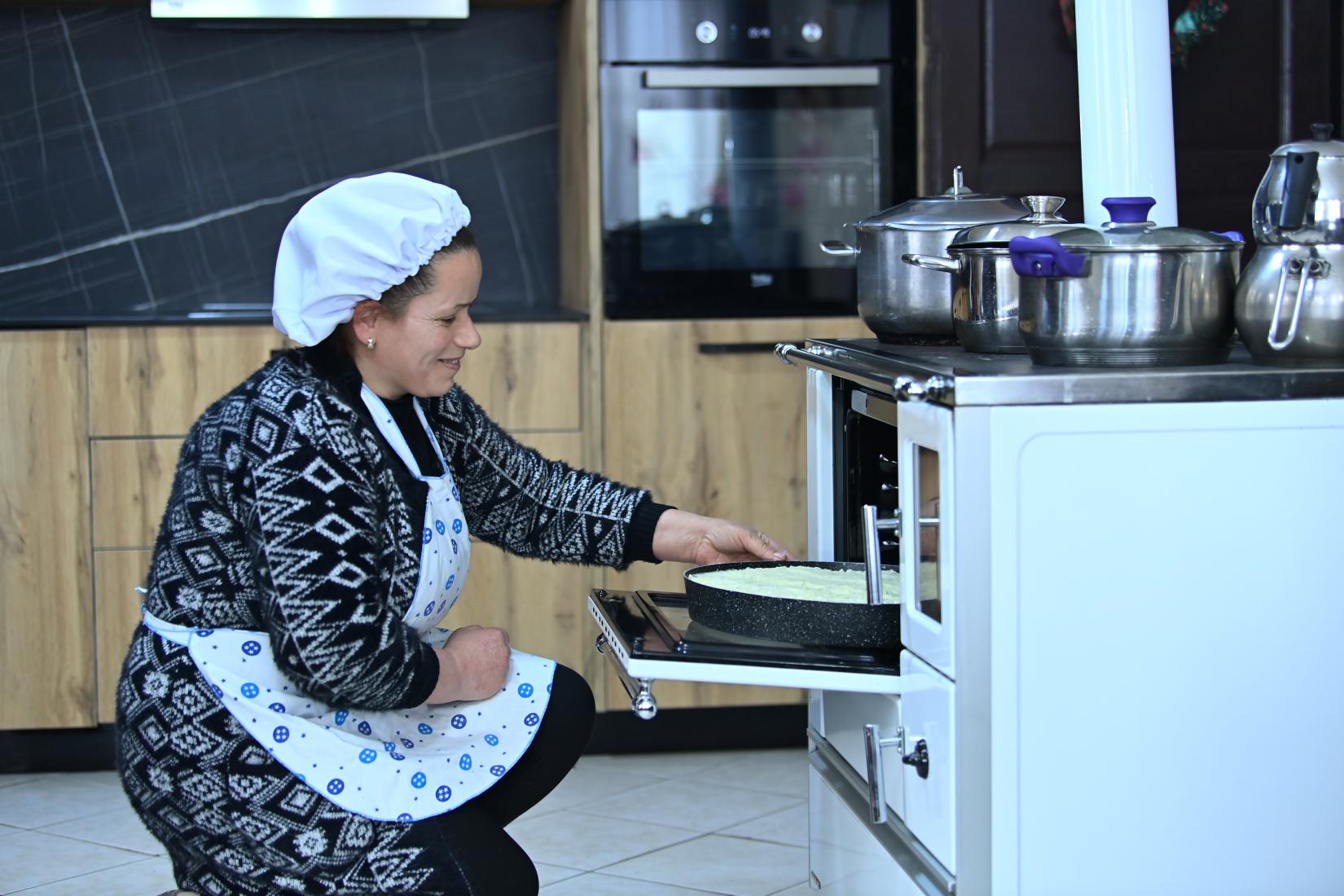 Baking a burek in tradittional stove